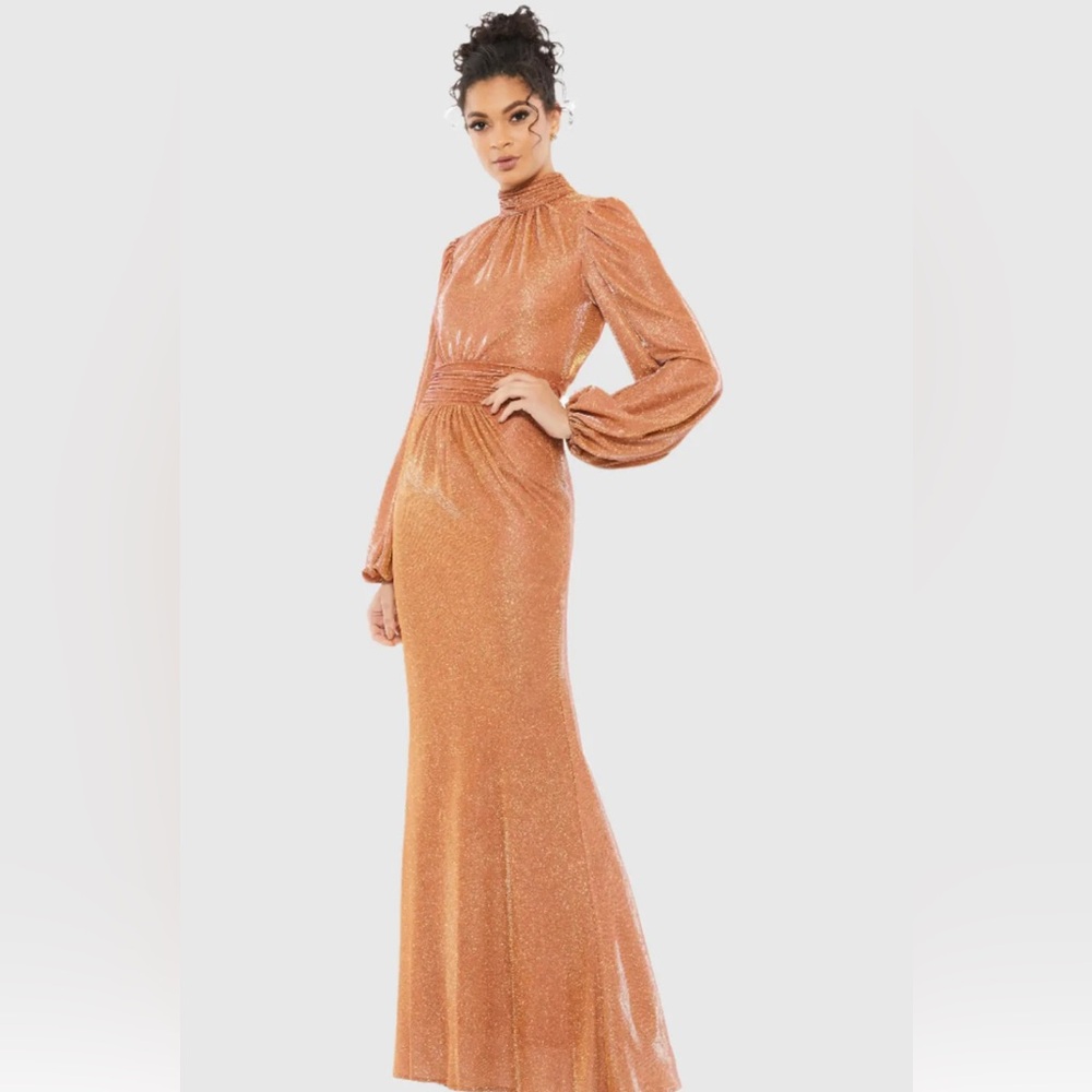 Mac Duggal Orange Long Sleeve Gown